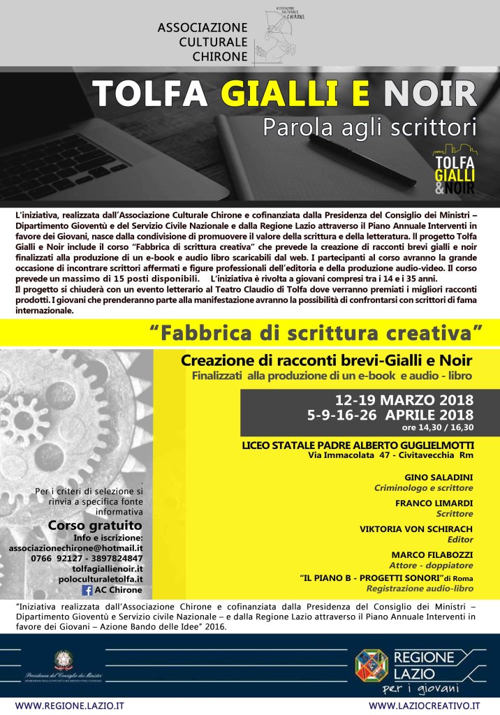 progetto Tolfa Gialli e noir - Parola agli scrittori - fabbrica di scrittura creativa